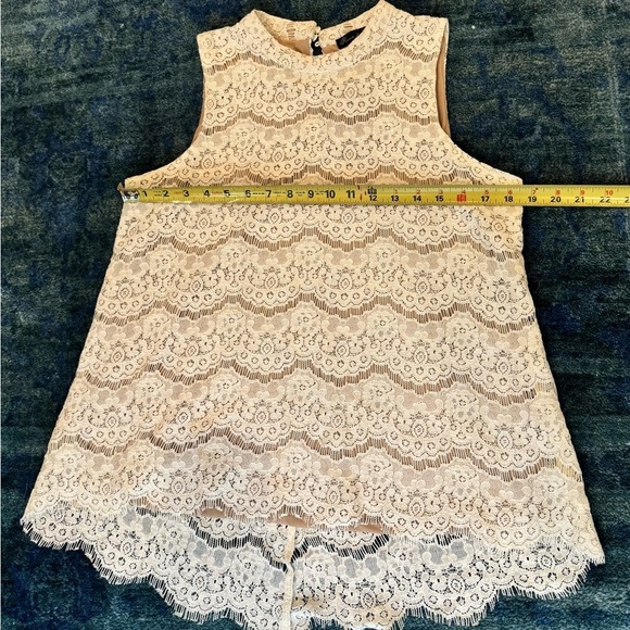 Rose & Olive Cream Lace High-Low Blouse M Boho Coquette Romantic Sheer Layers - Picture 8 of 11